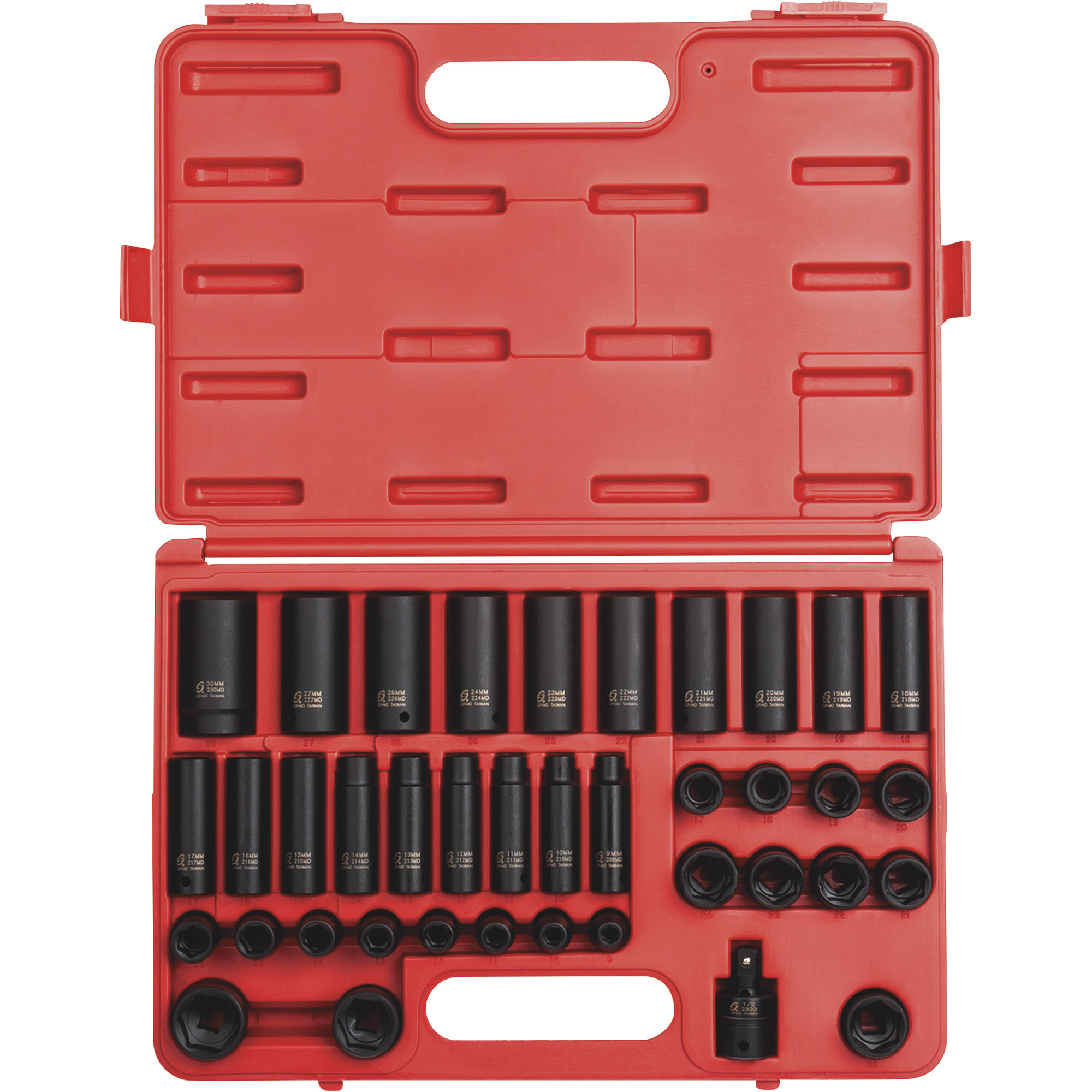 Sunex Master Impact Socket Set, 39-Pc., 1/2in.-Drive, Metric, Model# 2669